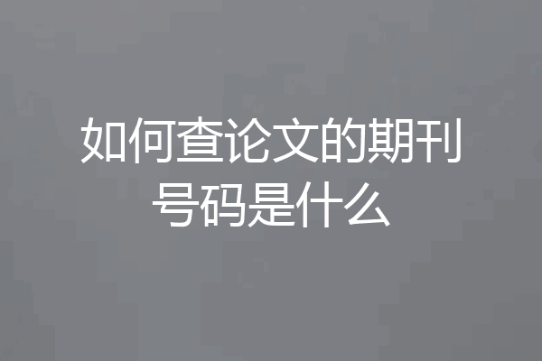 如何查论文的期刊号码是什么