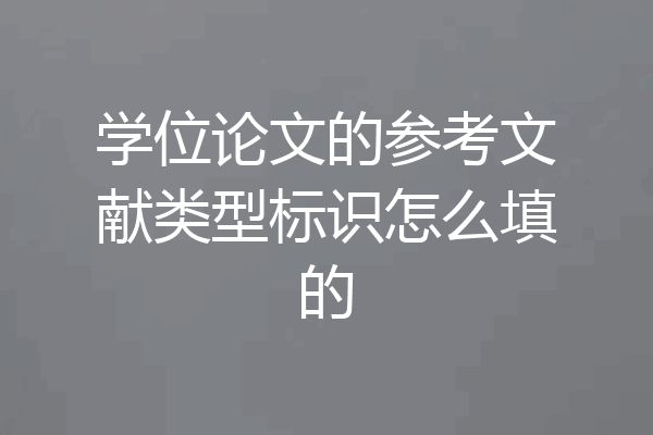 学位论文的参考文献类型标识怎么填的