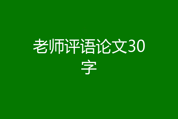 老师评语论文30字