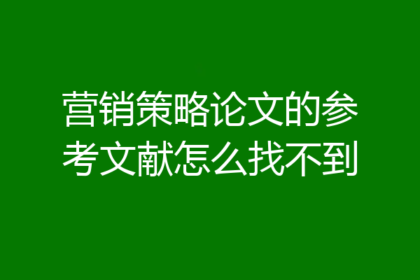 营销策略论文的参考文献怎么找不到