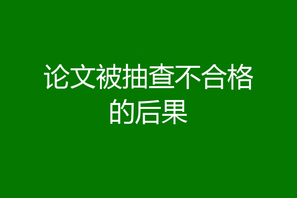 论文被抽查不合格的后果