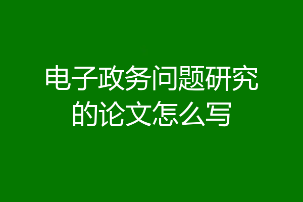 电子政务问题研究的论文怎么写