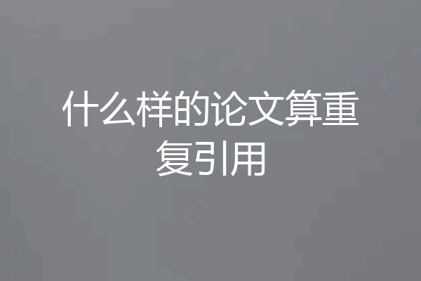 什么样的论文算重复引用