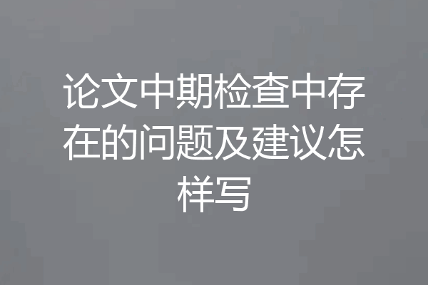 论文中期检查中存在的问题及建议怎样写