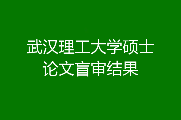武汉理工大学硕士论文盲审结果