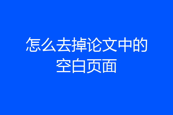 怎么去掉论文中的空白页面