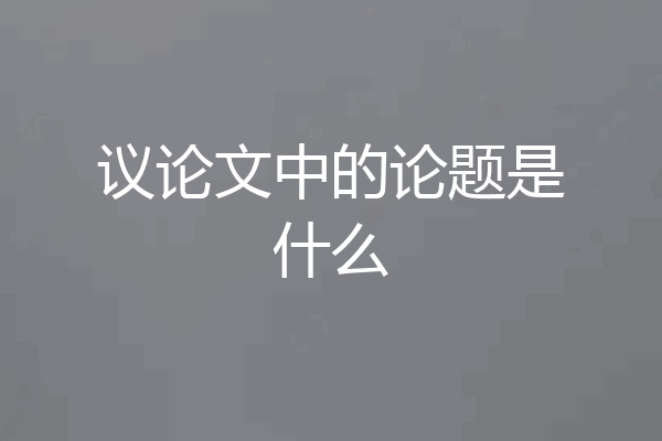 议论文中的论题是什么