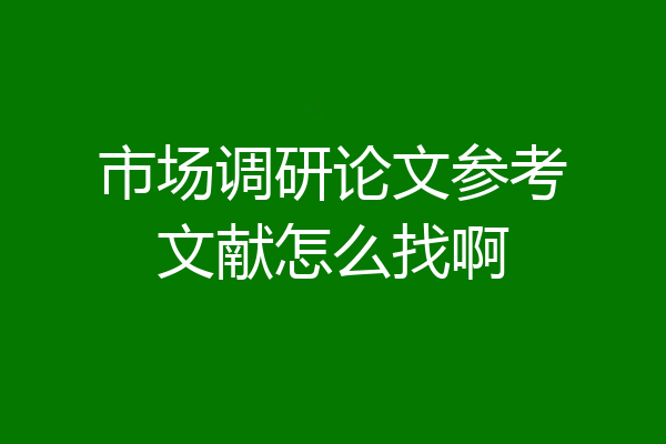 市场调研论文参考文献怎么找啊