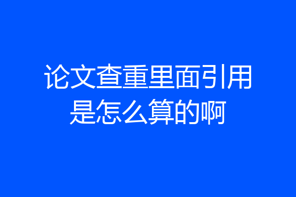 论文查重里面引用是怎么算的啊