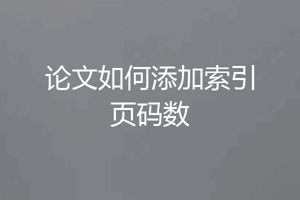 论文如何添加索引页码数