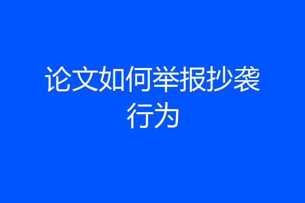 论文如何举报抄袭行为