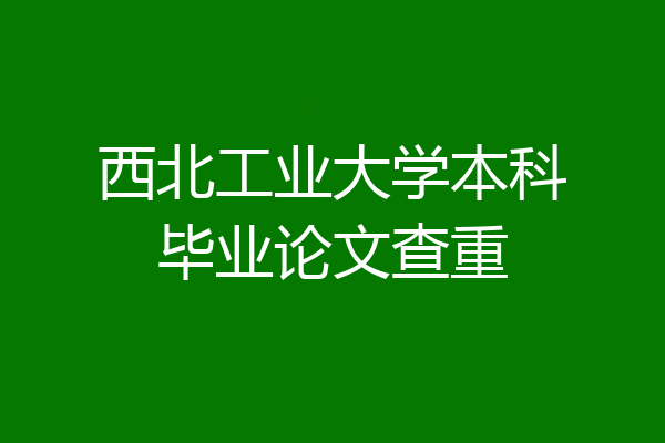 西北工业大学本科毕业论文查重