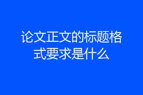论文正文的标题格式要求是什么