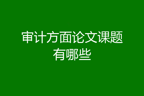 审计方面论文课题有哪些