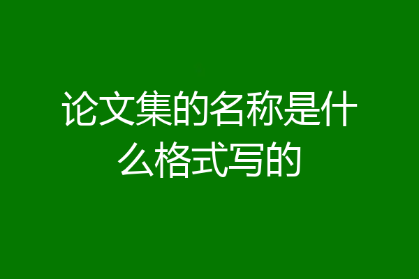 论文集的名称是什么格式写的