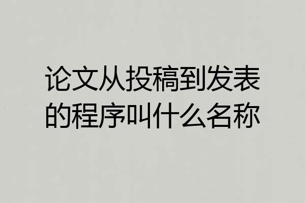 论文从投稿到发表的程序叫什么名称