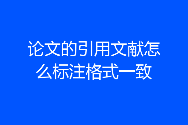 论文的引用文献怎么标注格式一致