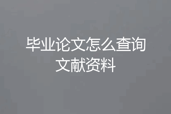 毕业论文怎么查询文献资料