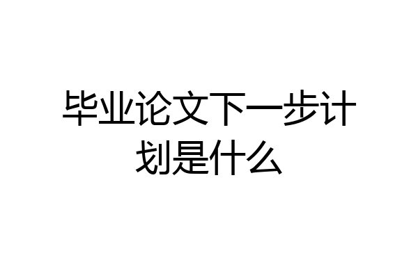 毕业论文下一步计划是什么