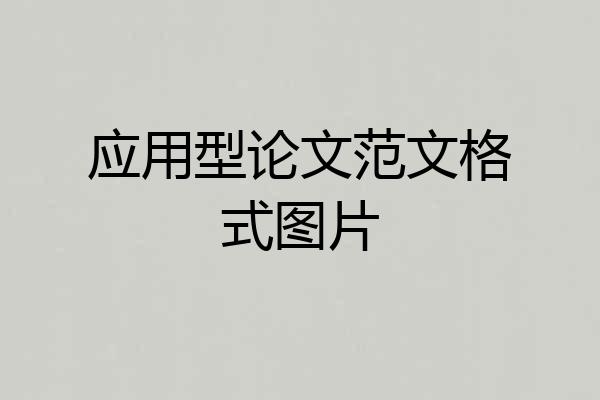 应用型论文范文格式图片