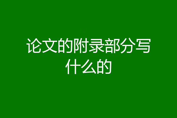 论文的附录部分写什么的
