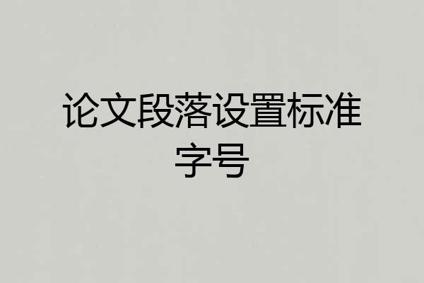 论文段落设置标准字号