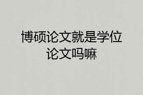 博硕论文就是学位论文吗嘛