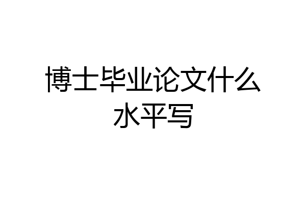 博士毕业论文什么水平写