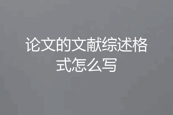 论文的文献综述格式怎么写