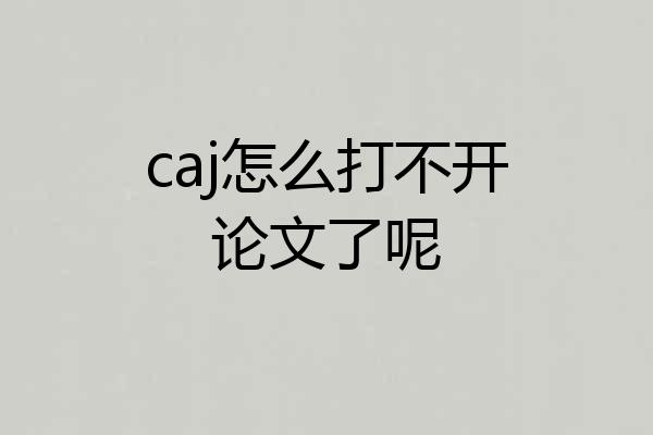 caj怎么打不开论文了呢