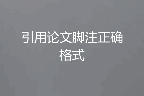 引用论文脚注正确格式