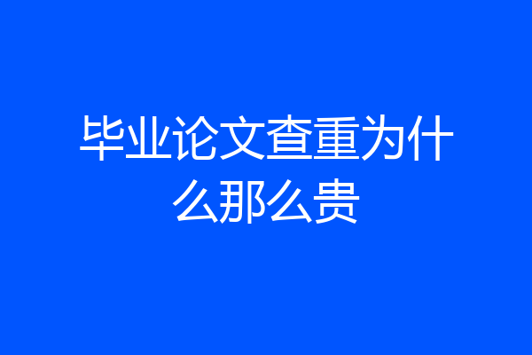 毕业论文查重为什么那么贵