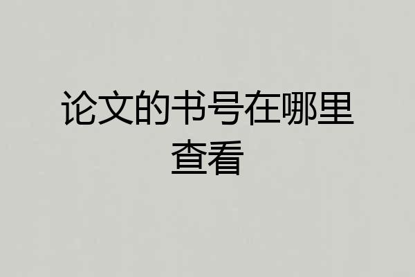 论文的书号在哪里查看