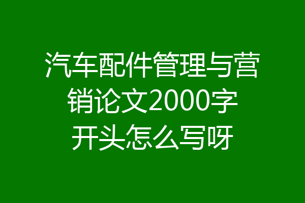 汽车配件管理与营销论文2000字开头怎么写呀