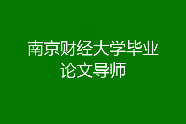 南京财经大学毕业论文导师