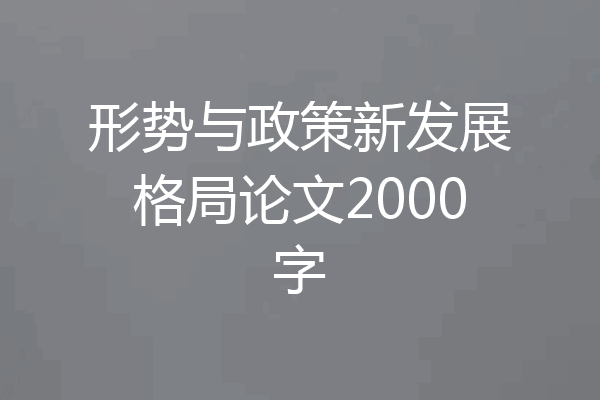 形势与政策新发展格局论文2000字