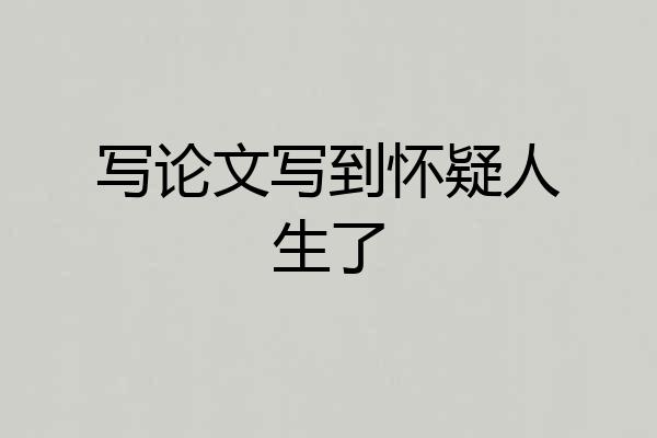 写论文写到怀疑人生了