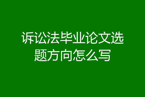 诉讼法毕业论文选题方向怎么写