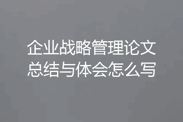 企业战略管理论文总结与体会怎么写