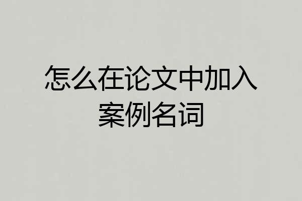 怎么在论文中加入案例名词