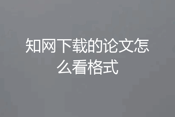 知网下载的论文怎么看格式