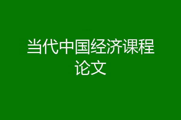 当代中国经济课程论文