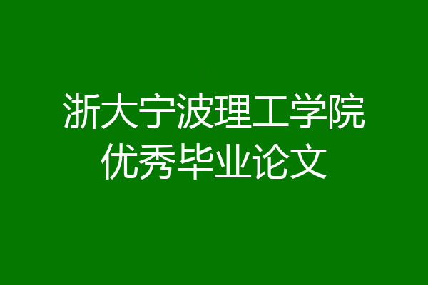 浙大宁波理工学院优秀毕业论文