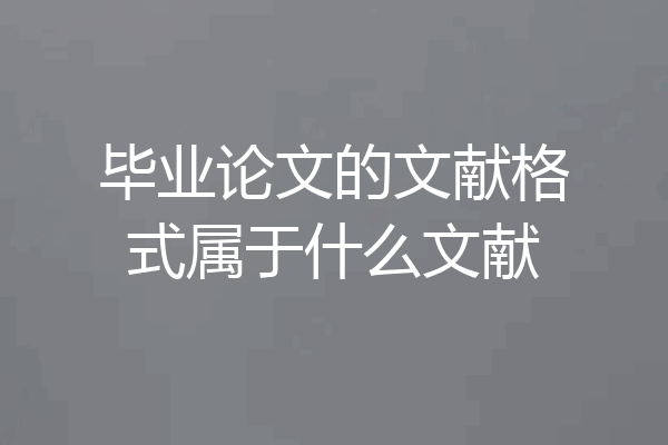 毕业论文的文献格式属于什么文献