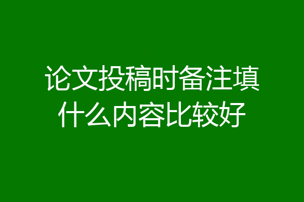 论文投稿时备注填什么内容比较好