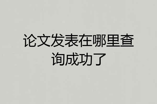 论文发表在哪里查询成功了