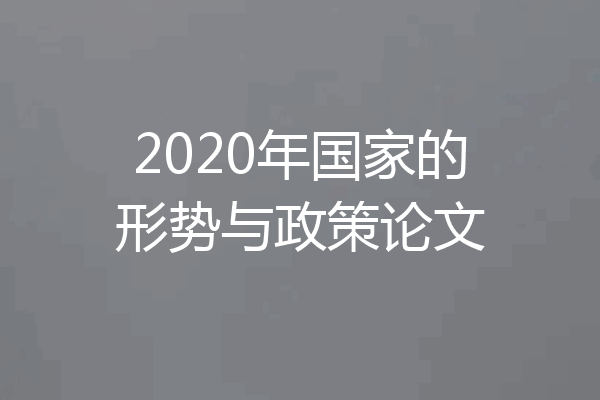 2020年国家的形势与政策论文