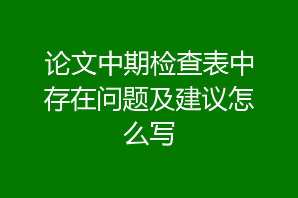 论文中期检查表中存在问题及建议怎么写