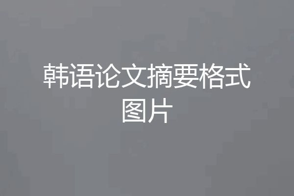 韩语论文摘要格式图片