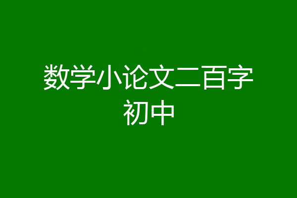 数学小论文二百字初中